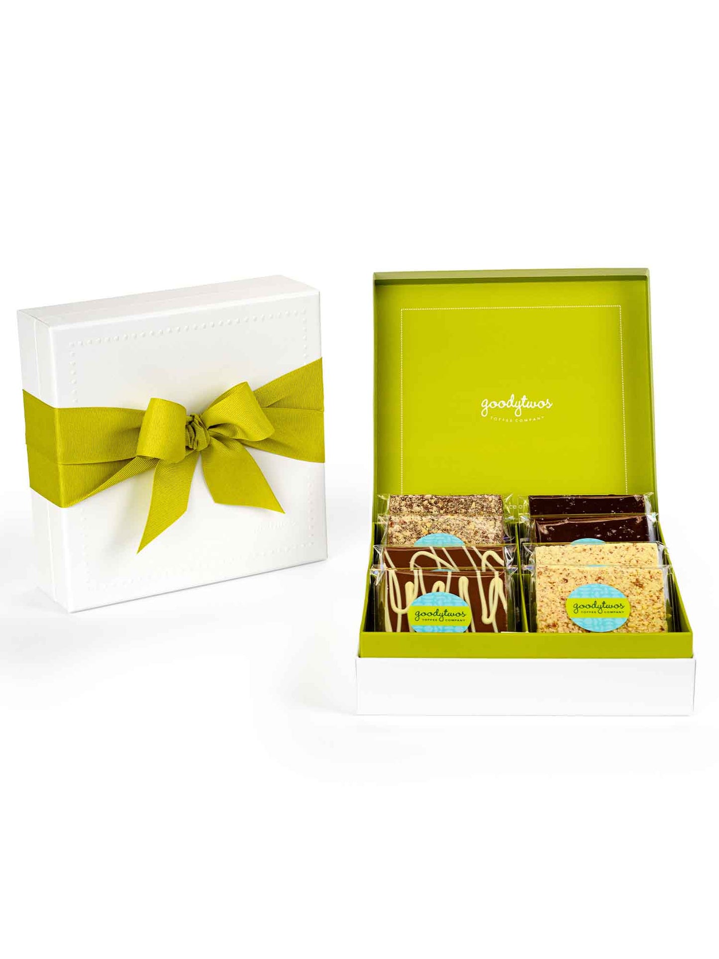Goodytwos 8-piece Goody Gift Box - green ribbon, goodytwos.com