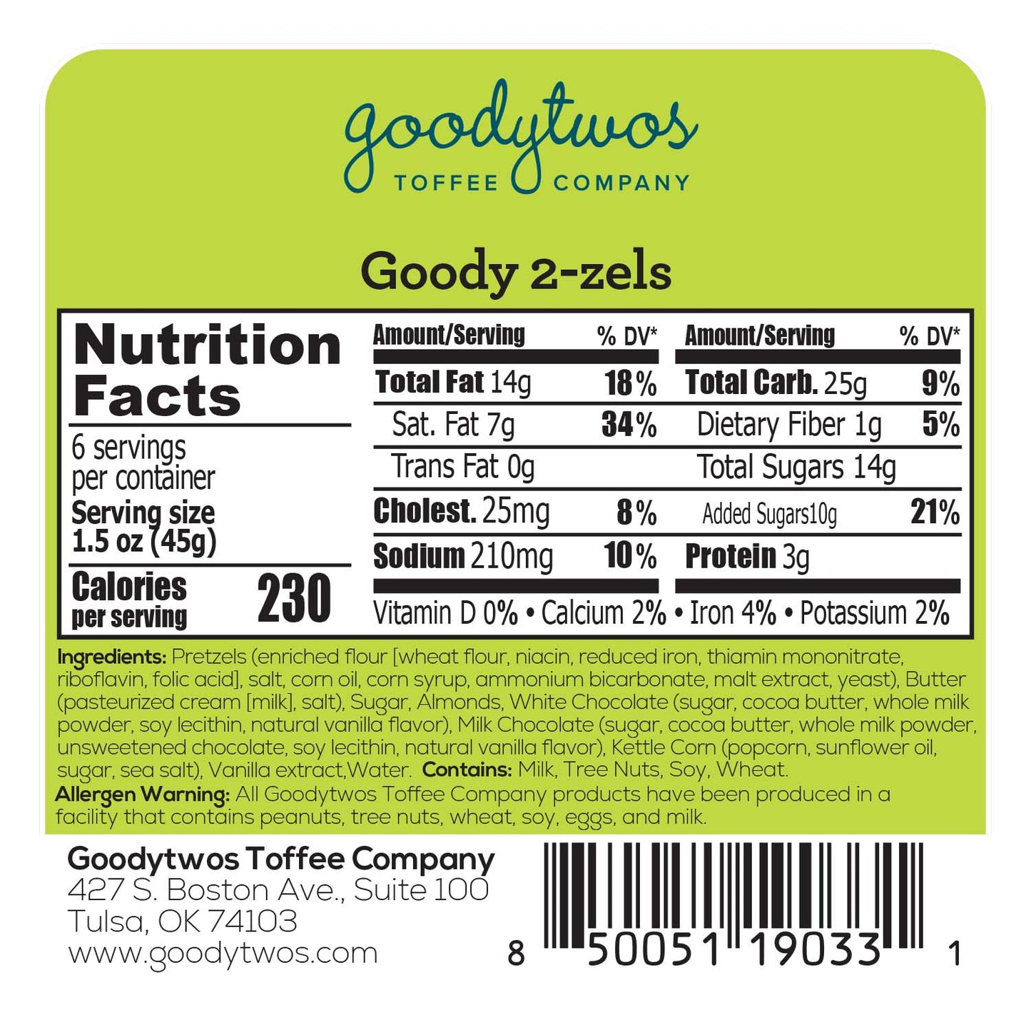 Goodytwos 2-Zel Crunch Toffee Squares nutritional facts, goodytwos.com